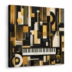 Modern music room decorating ideas with canvas wall art above a keyboard