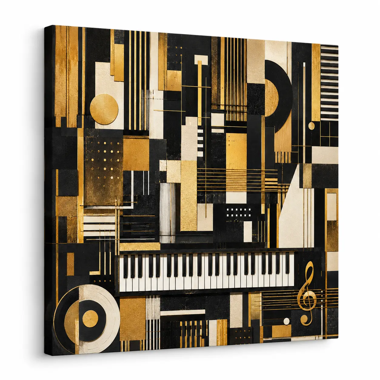 Modern music room decorating ideas with canvas wall art above a keyboard