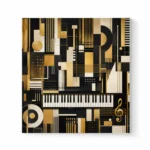 Piano Design Black And Gold Design Canvas Print