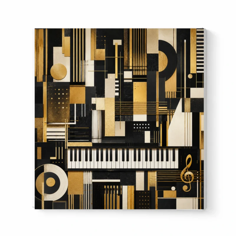 Piano Design Black And Gold Design Canvas Print