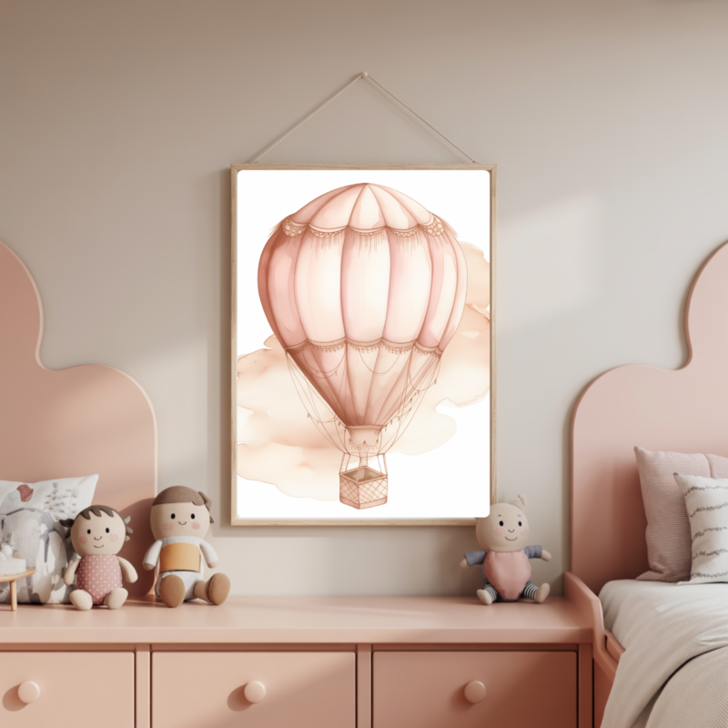 Hot Air Balloon Pink Wall Art