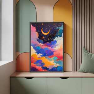 Moon Landscape Children's Bedroom Wall Art A4 Poster Size
