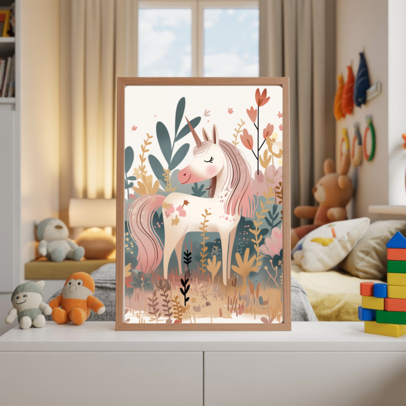 Pink Unicorn Wall Art - Amazing Girl Theamed Wall Art