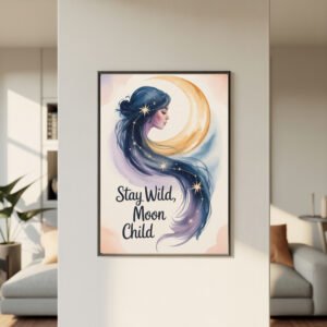 Moon Child Wall Art - A4 Poster Size - Digital Download
