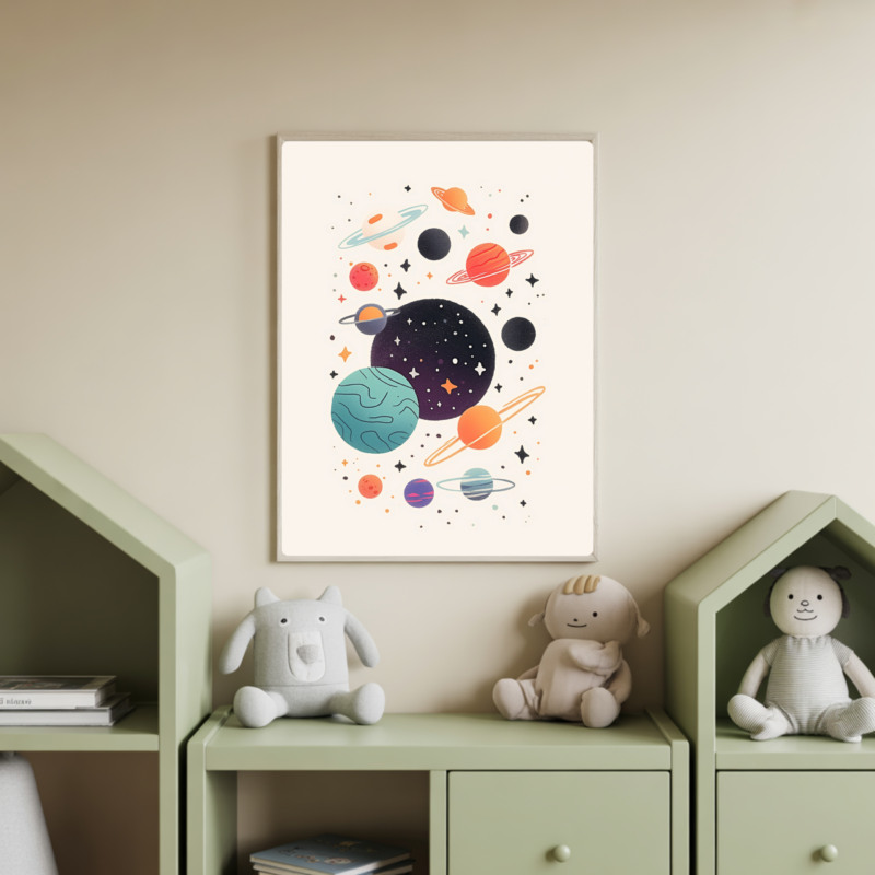 Space Art For Childrens Room | Planets and Stars Design