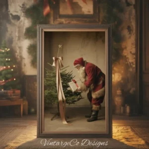 Vintage Santa Claus Print | Rustic Christmas Wall Decor