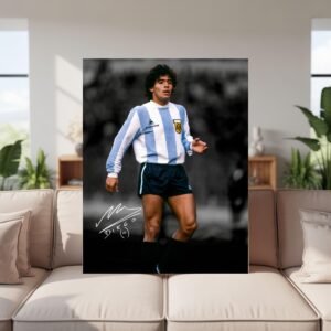 Diego Maradona Poster, Signed Football Legend Print, Argentina Soccer Gift