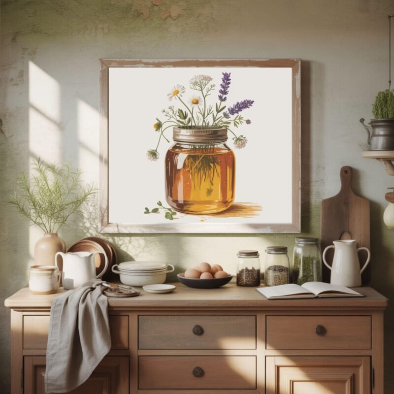 Rustic Garden Food Wall Art, Retro Kitchen Printable