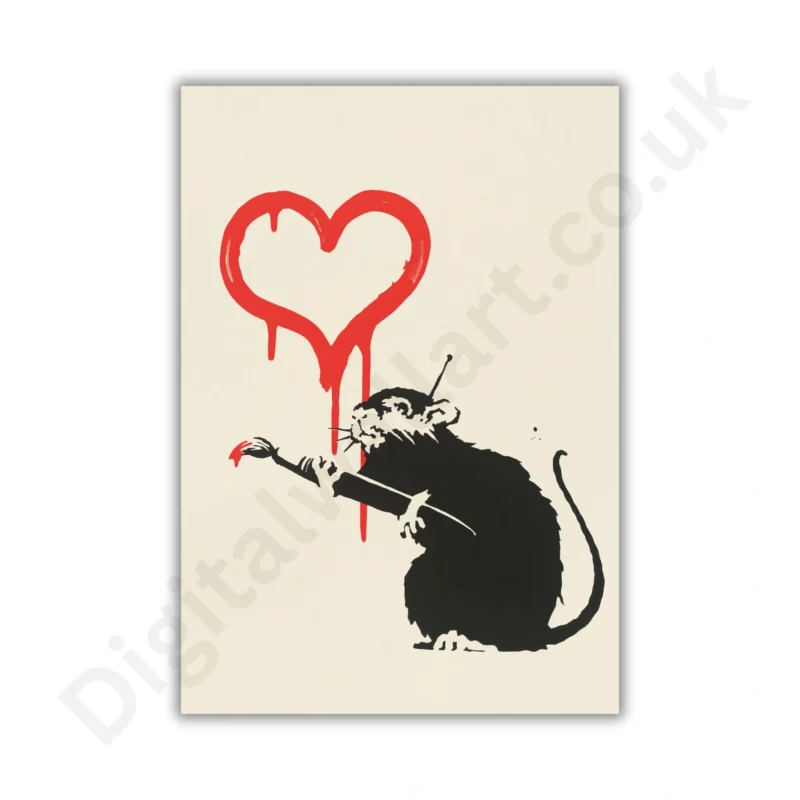 Rat Wall Art – Banksy Style Love Graffiti A4 Digital Print
