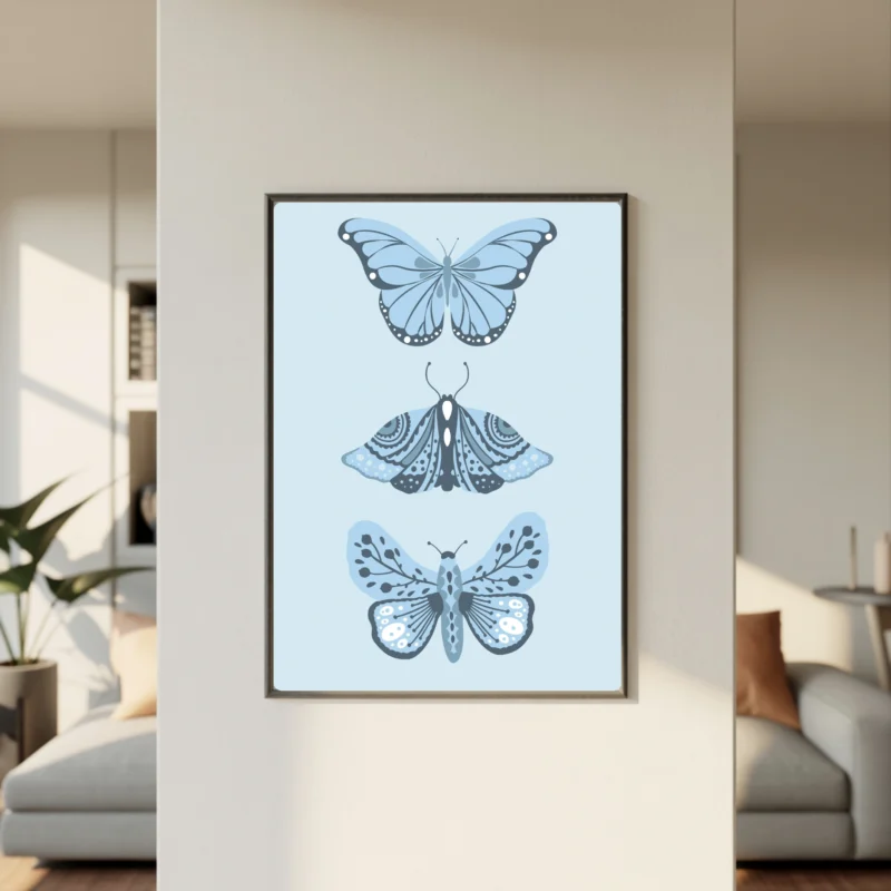 Blue Butterfly Wall Art - Blue Animal Designs For Your Wall