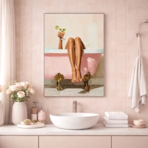 Girl In The Bath - Modern Bathroom Wall Art - Digital Download