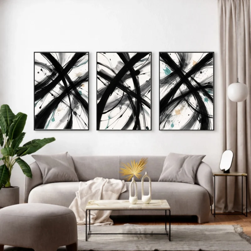 Black and White Trendy Wall Art - Abstract Art - Digital Download