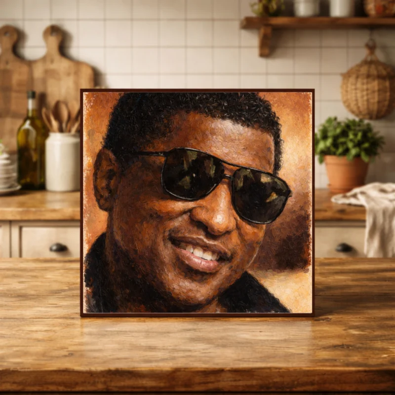 Babyface portrait wall art in thick oil pastel style square music print