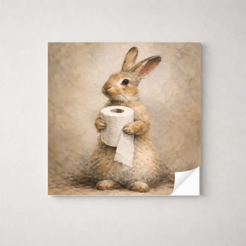 Bathroom Easter Wall Art | Vintage Bunny Toilet Roll Print