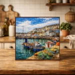 Brixham Harbour Wall Art impasto oil painting style coastal Devon fishing boats print