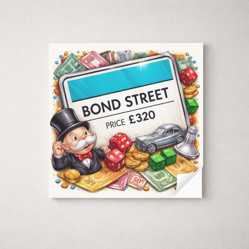 Monoply Bond Street Wall Art inspired by classic board game property design in square printable format