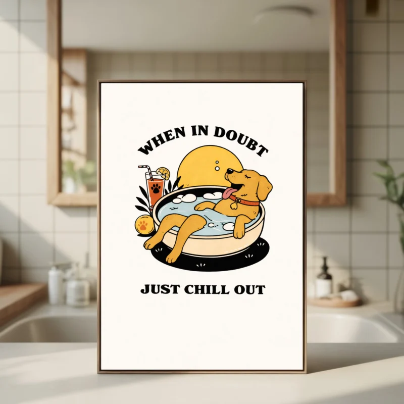 Dog Wall Art For Bathroom – Just Chill Out Printable
