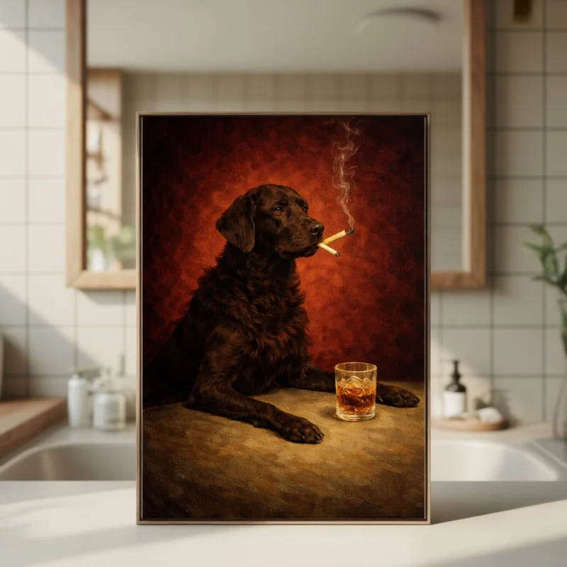 Brown Dog Wall Art – Classic Oil Painting Style Print