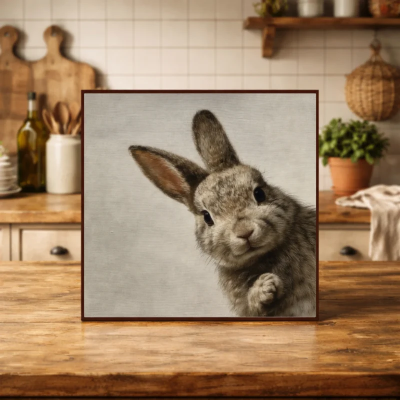 Easter Bunny Surprise Wall Art – Cute Neutral Rabbit Printable Decor