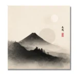 Japanese mountain wall art canvas minimalist zen landscape print