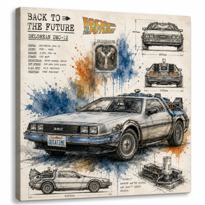 Back To The Future Time Machine Fan Wall Art
