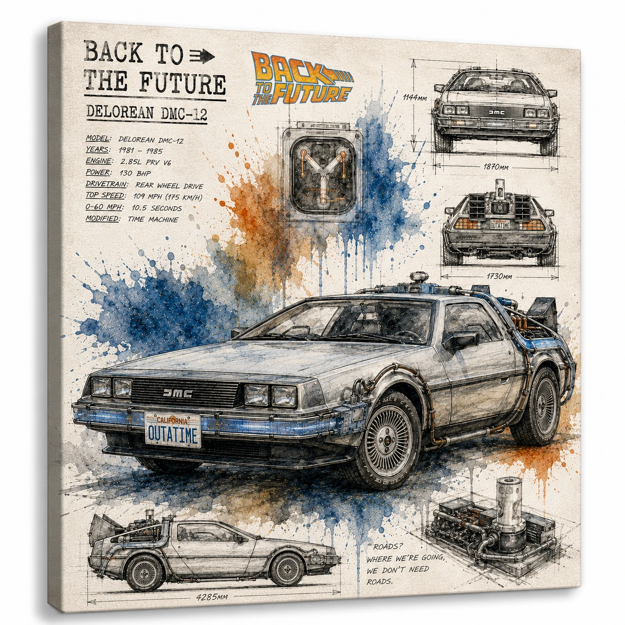 Back To The Future Time Machine Fan Wall Art