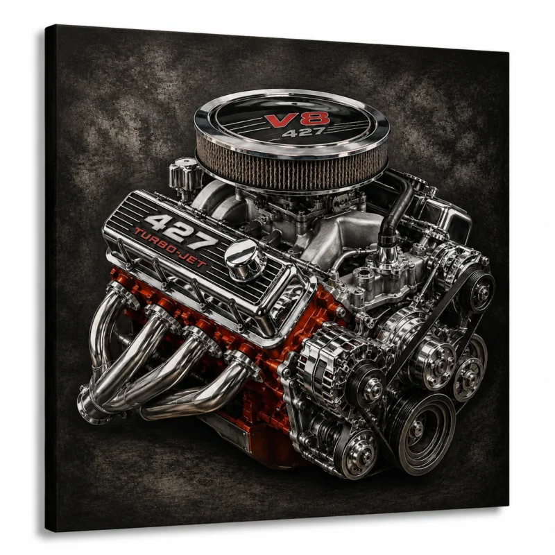 V8 engine wall art