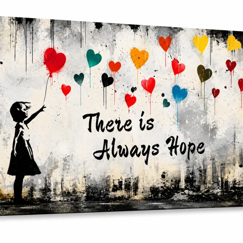 Banksy Canvas Wall Art Black and White Graffiti