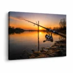 Fishing at Sunset Wall Art Amazing Fishing Scene on Canvas