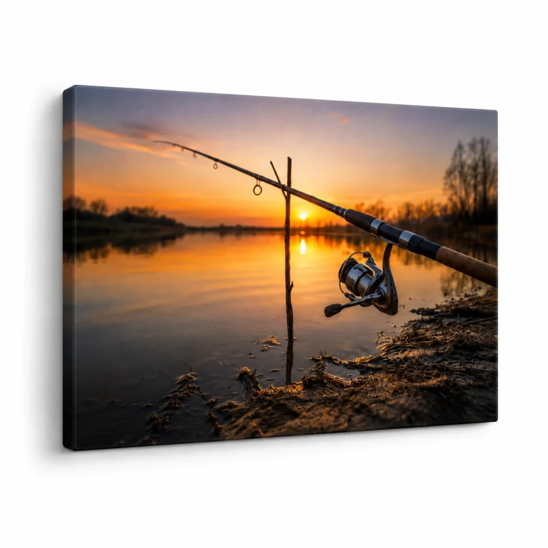 Fishing at Sunset Wall Art Amazing Fishing Scene on Canvas