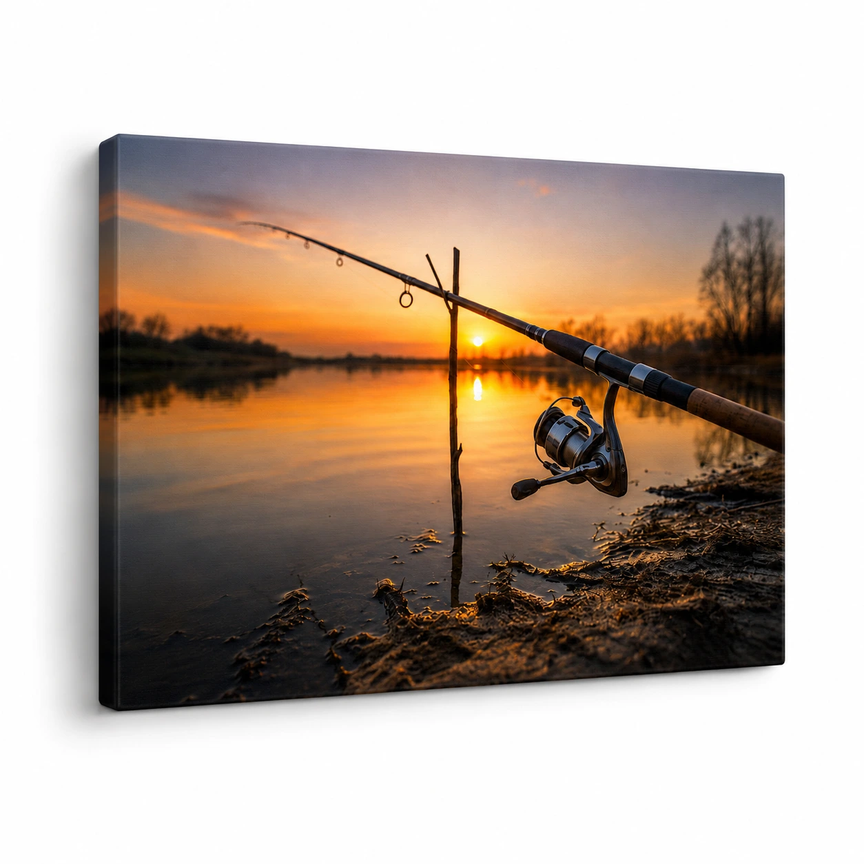 Fishing at Sunset Wall Art Amazing Fishing Scene on Canvas