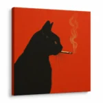 Black Cat Smoking a Cigarette Vintage Poster Art