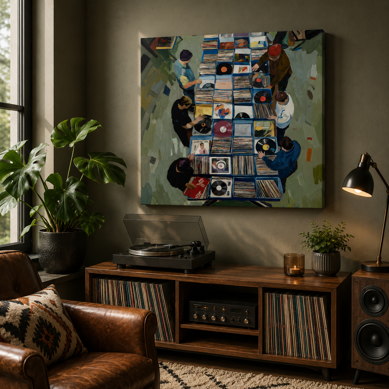 Retro Vinyl Record Store Canvas