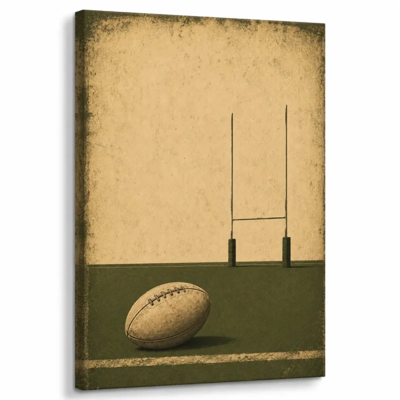 Minimalist Rugby Ball Wall Art – Vintage Rugby Ball Canvas Print